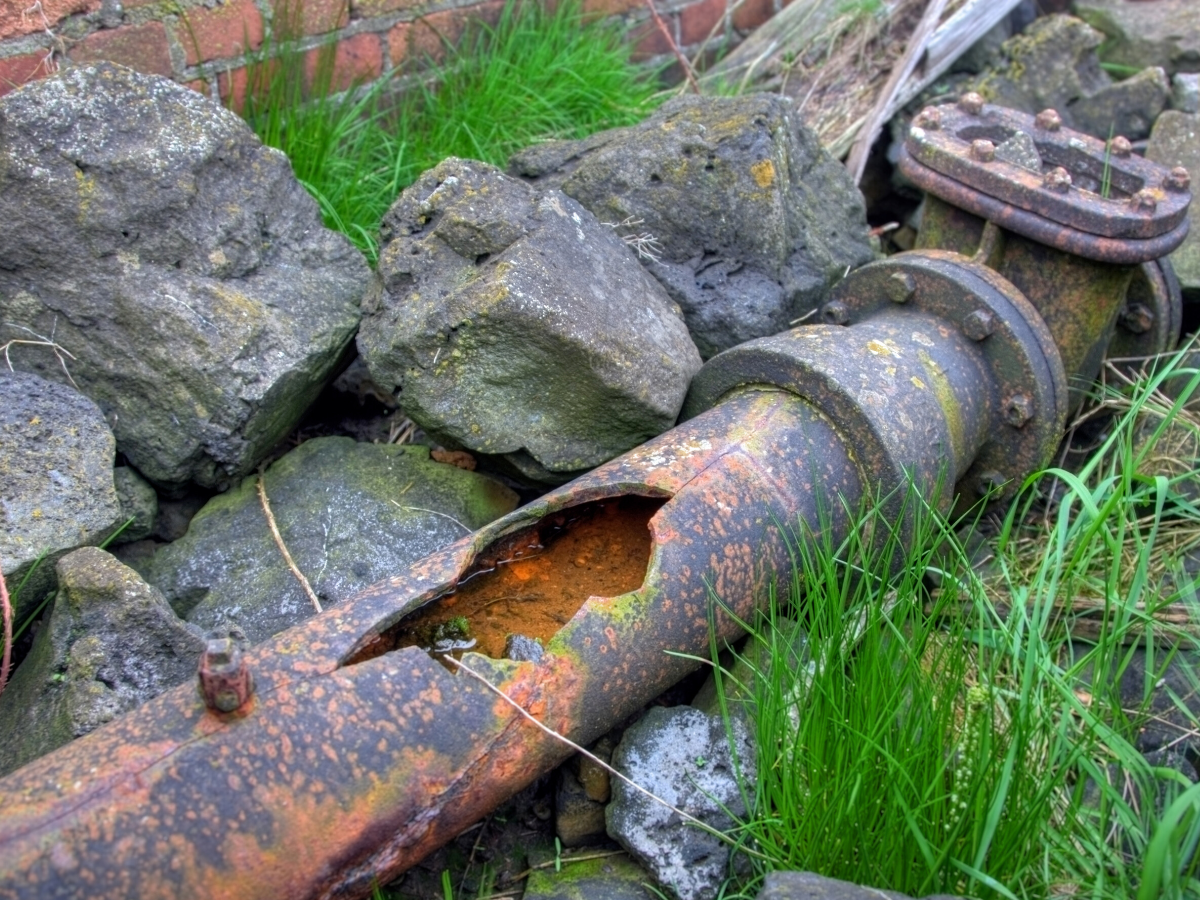 old broken cast iron pipe that needs full water line replacement 