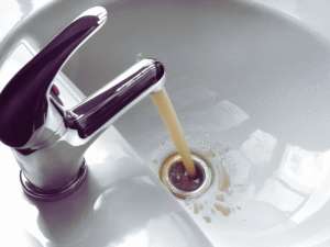Brown water coming out of bathroom faucet